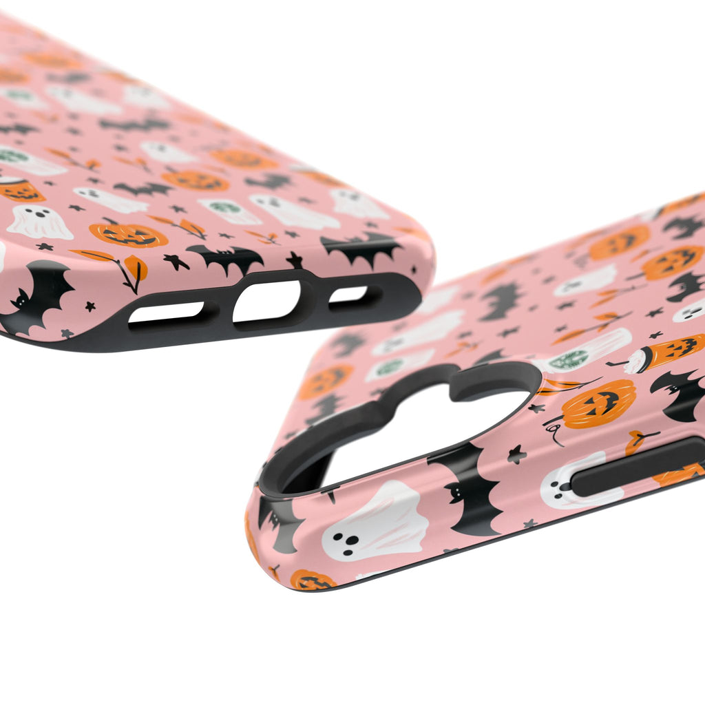 Halloween Ghosts & Pumpkins Magnetic Phone Case — Cute Pink Spooky Pattern