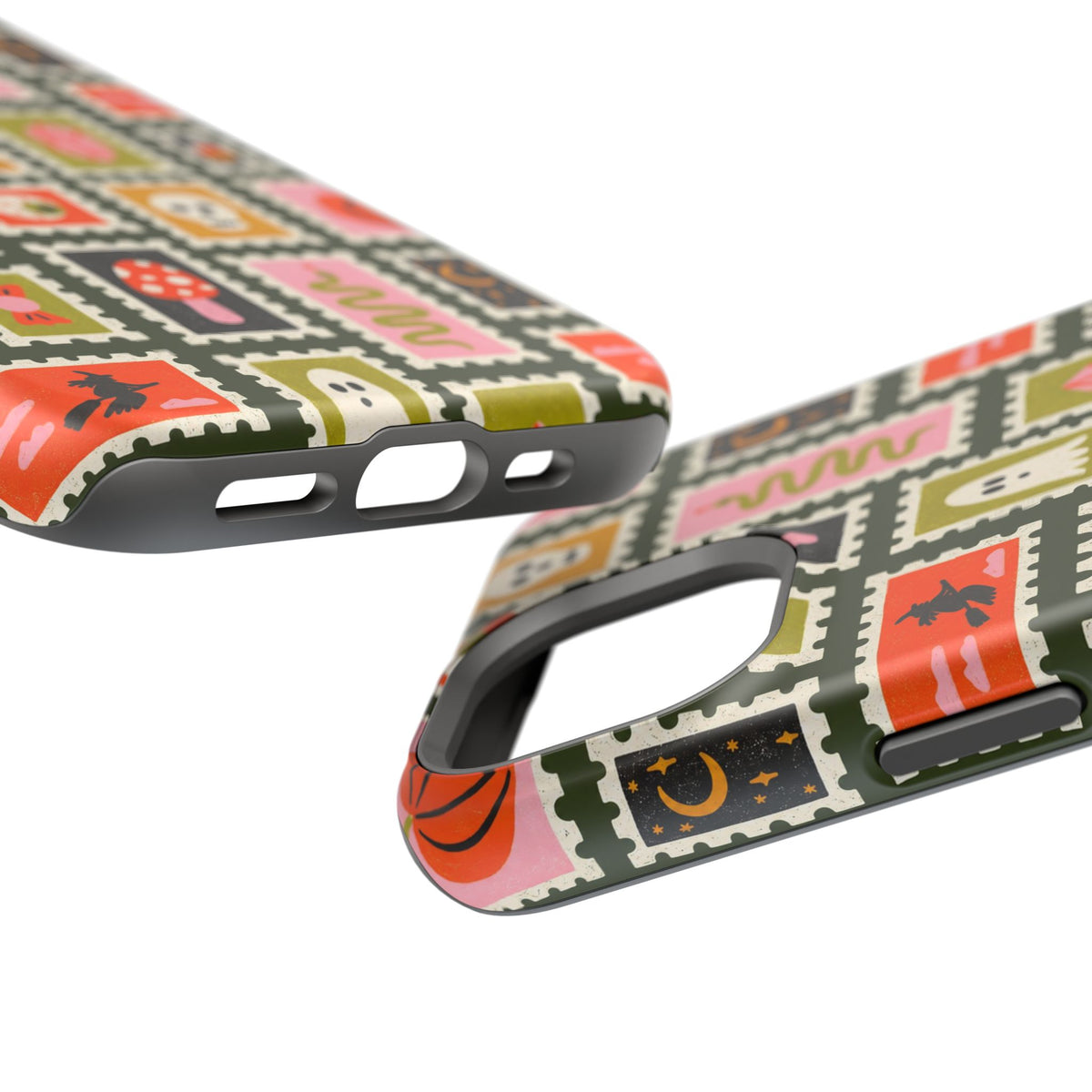 Halloween Stamp Pattern Phone Case — Cute Spooky Icons Magnetic Impact-Resistant Case