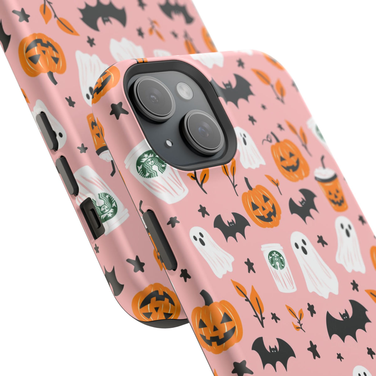 Halloween Cute Pattern Phone Case — Pink Ghosts, Pumpkins & Bats Magnetic Impact-Resistant