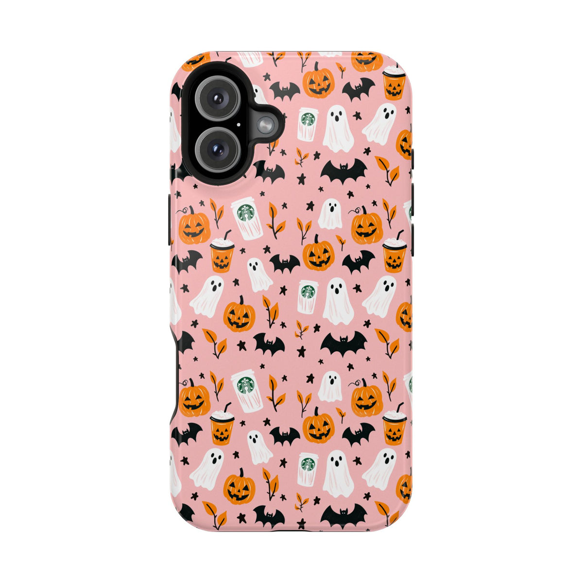 Halloween Ghosts & Pumpkins Magnetic Phone Case — Cute Pink Spooky Pattern