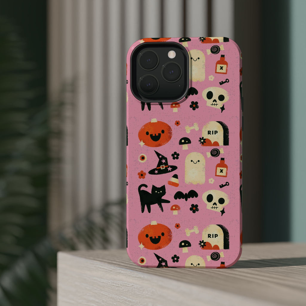 Cute Pink Halloween Magnetic Impact Phone Case — Ghosts, Pumpkins & Skulls