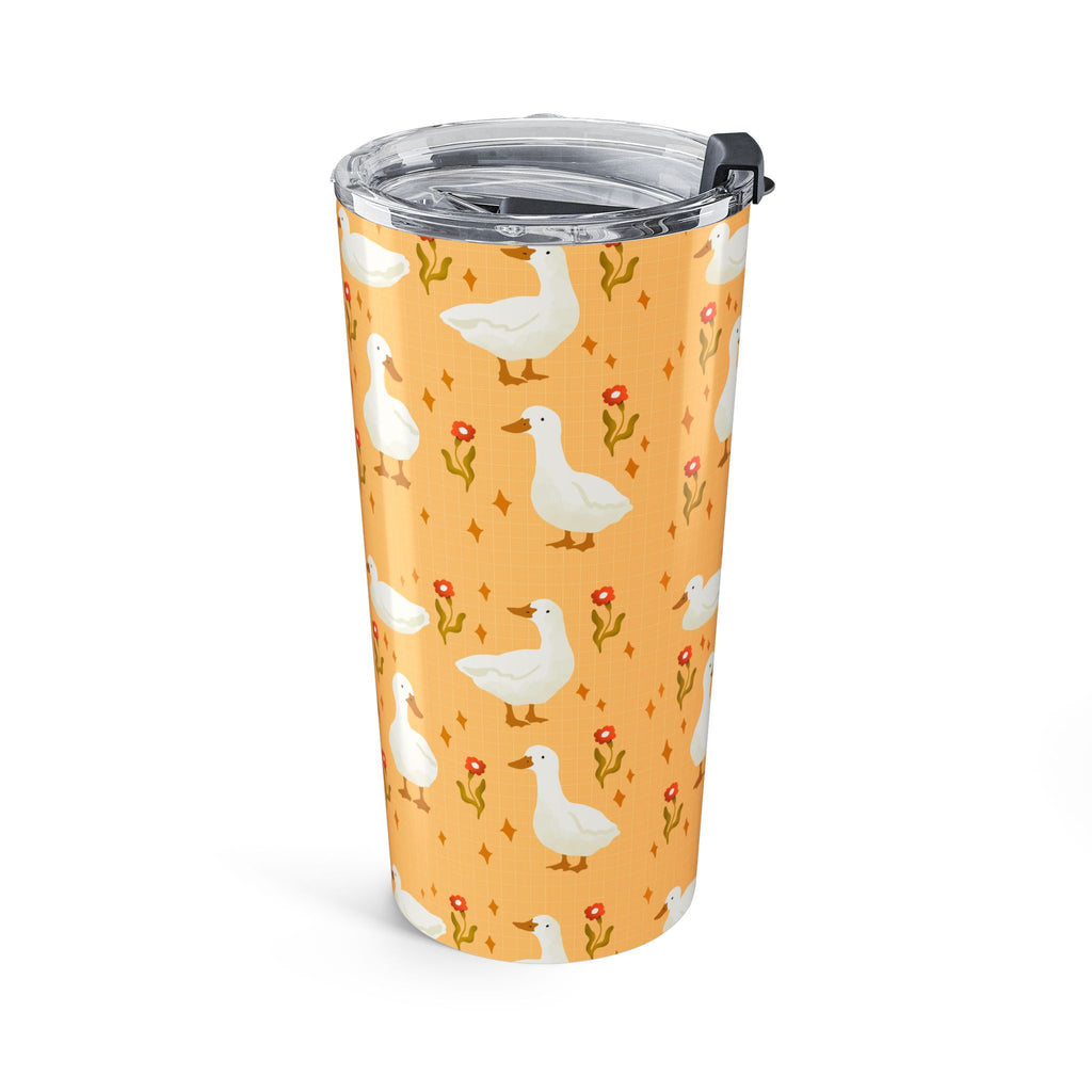 20oz Goose Pattern Tumbler — Cute Orange Floral Duck Travel Mug