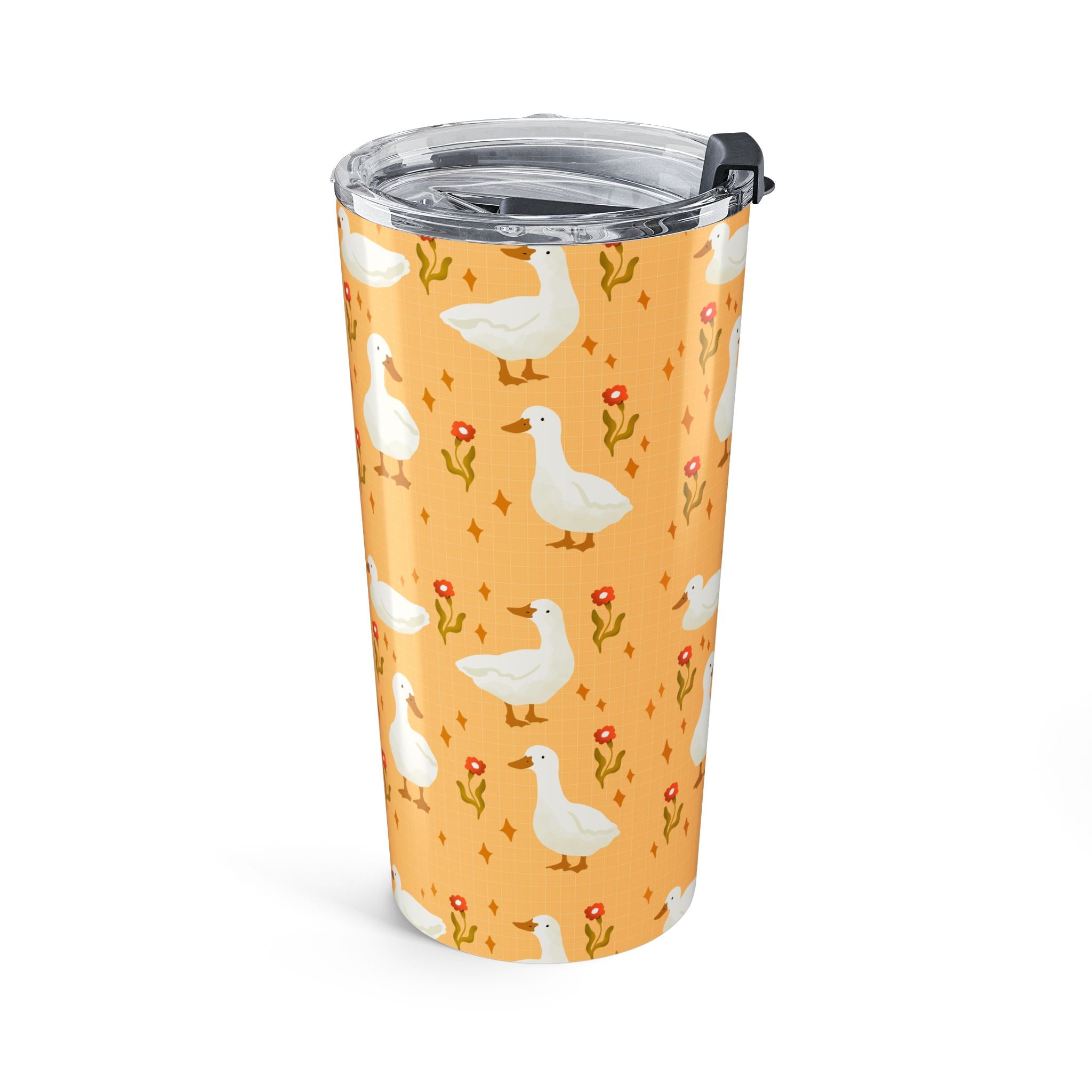 20oz Goose Pattern Tumbler — Cute Orange Floral Duck Travel Mug