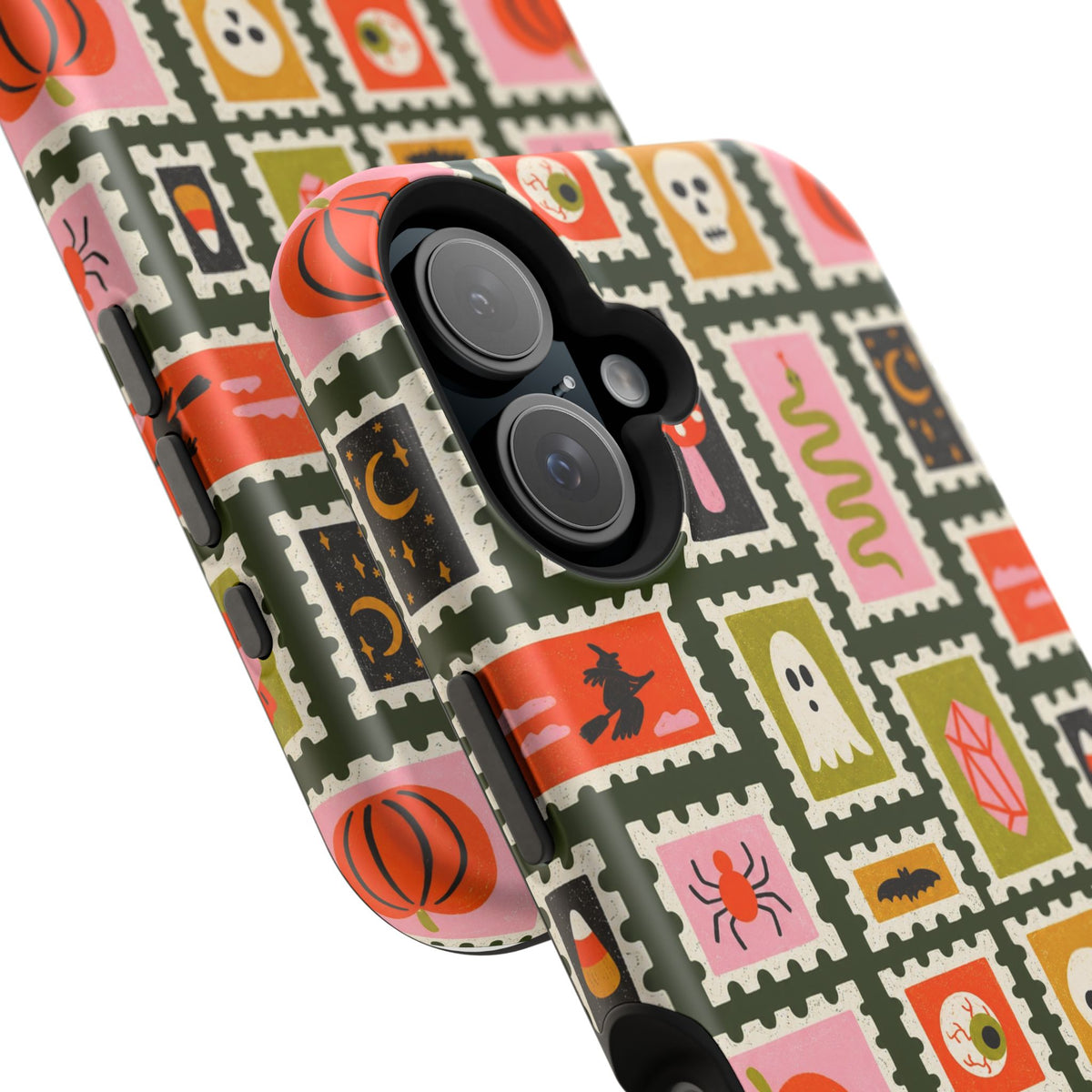 Halloween Stamp Pattern Phone Case — Cute Spooky Icons Magnetic Impact-Resistant Case