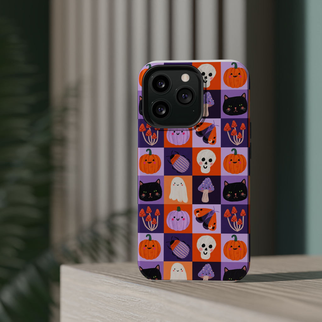 Halloween Pattern Magnetic Impact-Resistant Phone Case — Cute Pumpkins, Cats & Ghosts