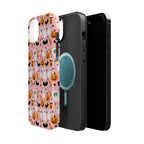 Halloween Ghosts & Pumpkins Magnetic Phone Case — Cute Pink Spooky Pattern