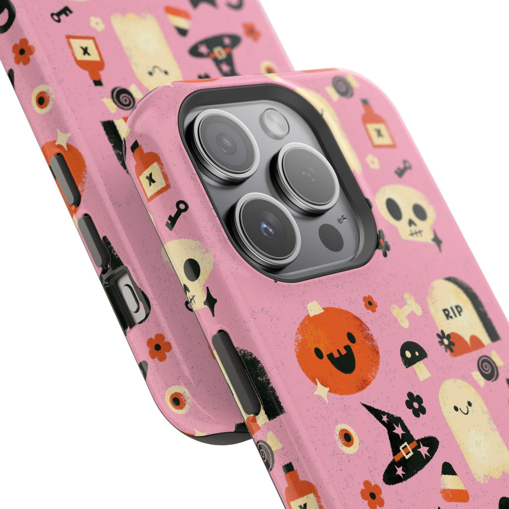Cute Pink Halloween Magnetic Impact Phone Case — Ghosts, Pumpkins & Skulls