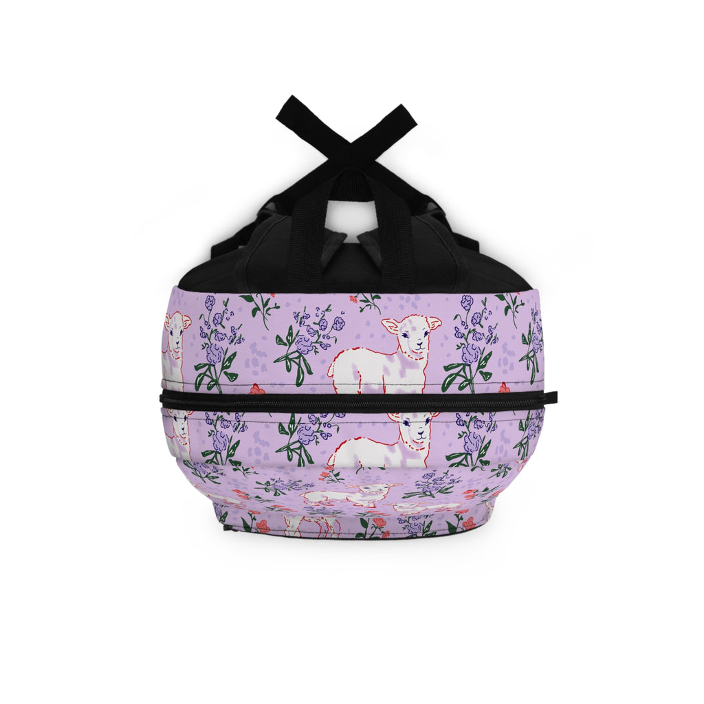 Lamb Floral Backpack — Cute Pastel Nursery School Bag for Kids