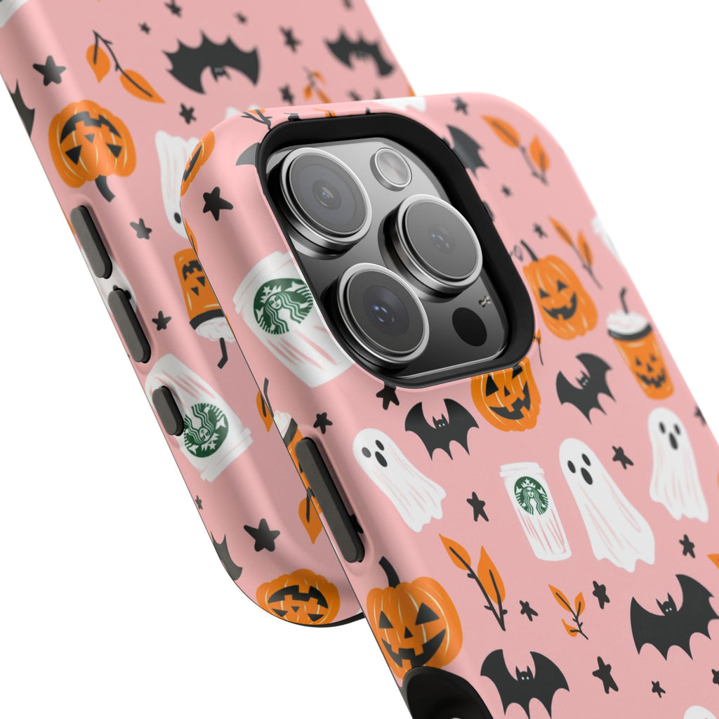 Halloween Cute Pattern Phone Case — Pink Ghosts, Pumpkins & Bats Magnetic Impact-Resistant