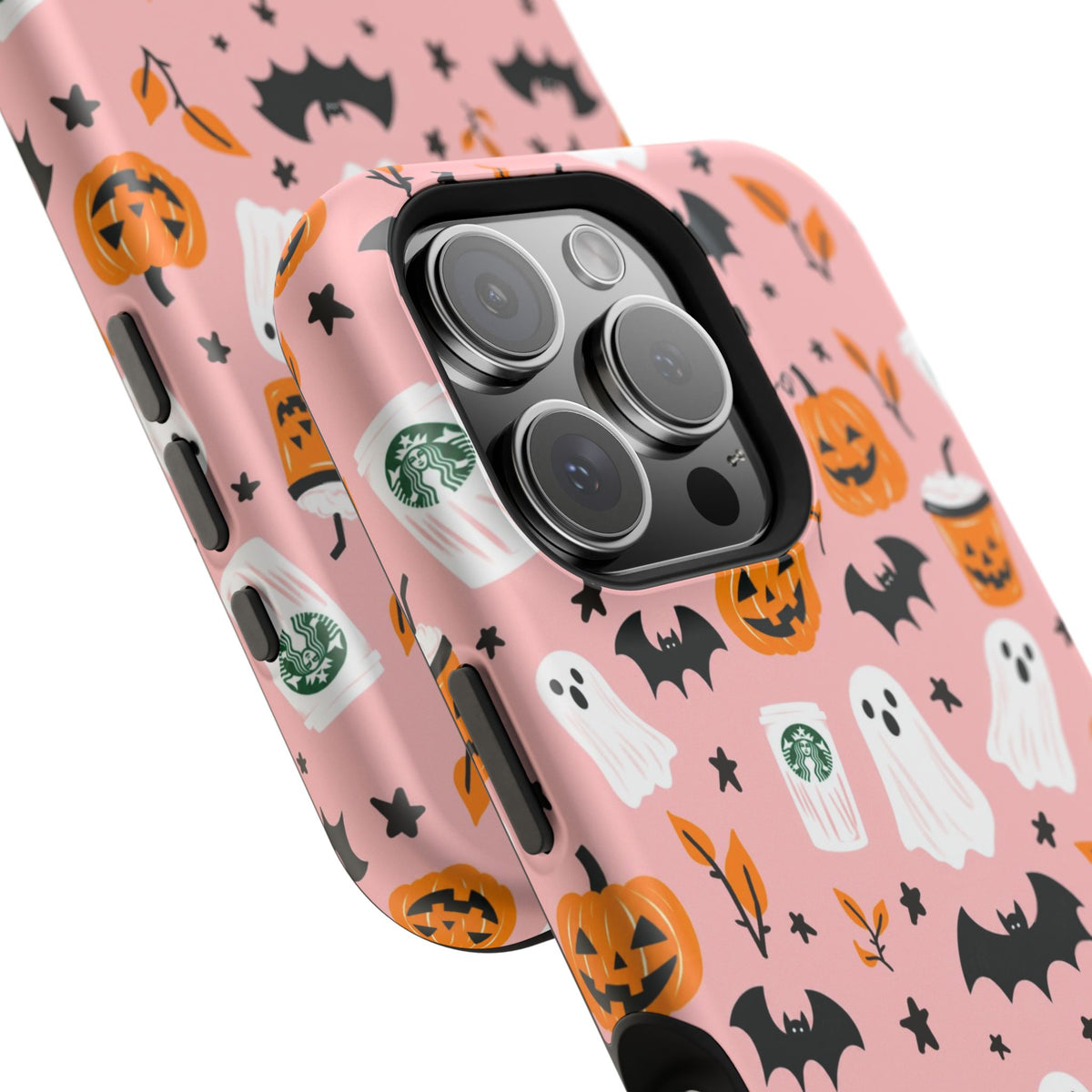 Halloween Cute Pattern Phone Case — Pink Ghosts, Pumpkins & Bats Magnetic Impact-Resistant