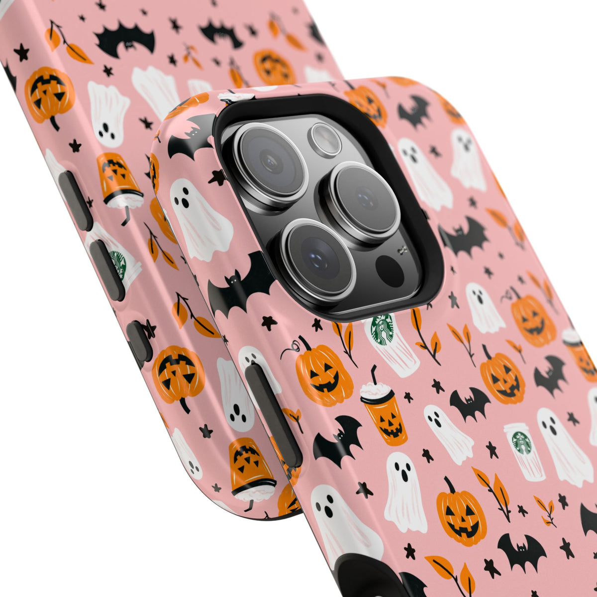 Halloween Ghosts & Pumpkins Magnetic Phone Case — Cute Pink Spooky Pattern