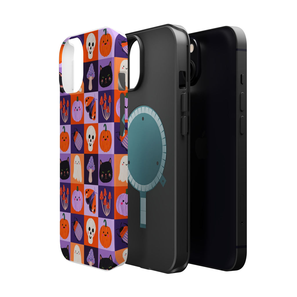 Halloween Pattern Magnetic Impact-Resistant Phone Case — Cute Pumpkins, Cats & Ghosts