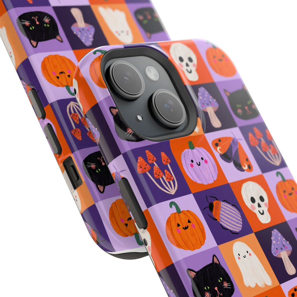 Halloween Pattern Magnetic Impact-Resistant Phone Case — Cute Pumpkins, Cats & Ghosts