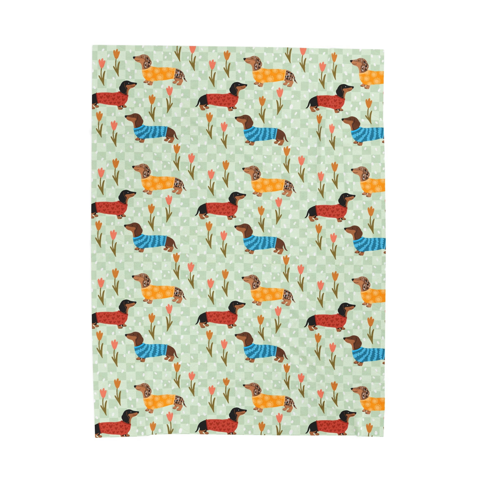 Dachshund Pattern Velveteen Plush Blanket
