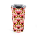 20oz Floral Tumbler — Pink Retro Flower Pattern, Insulated Travel Cup
