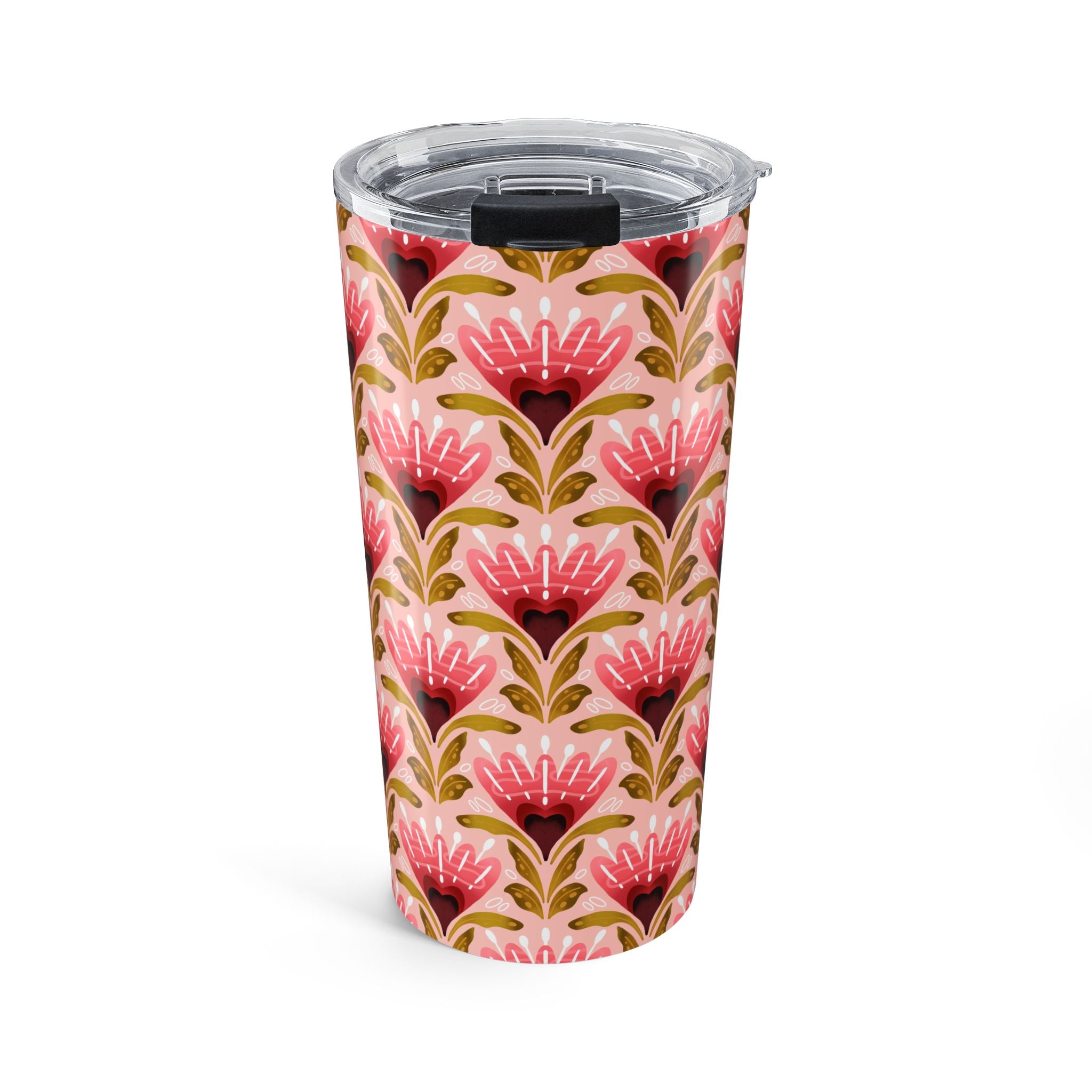 20oz Floral Tumbler — Pink Retro Flower Pattern, Insulated Travel Cup