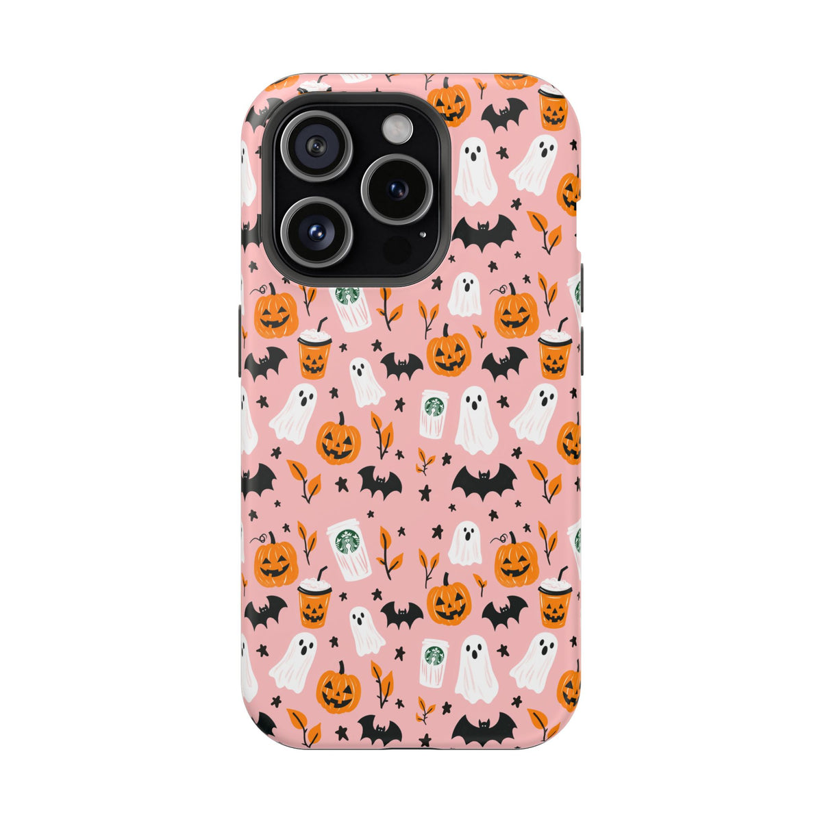 Halloween Ghosts & Pumpkins Magnetic Phone Case — Cute Pink Spooky Pattern