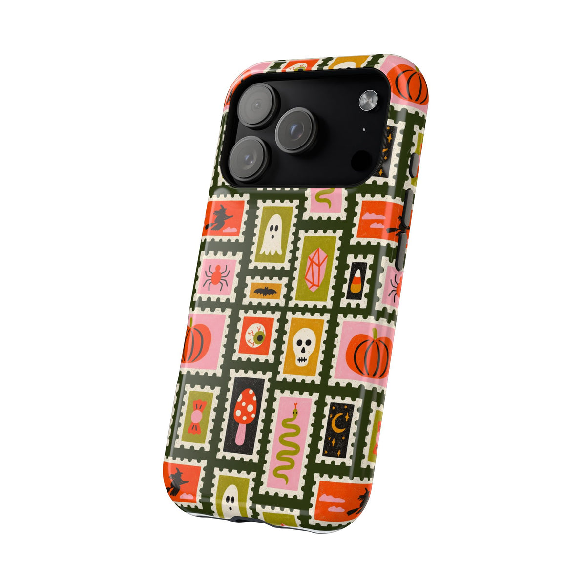 Halloween Stamp Pattern Phone Case — Cute Spooky Icons Magnetic Impact-Resistant Case