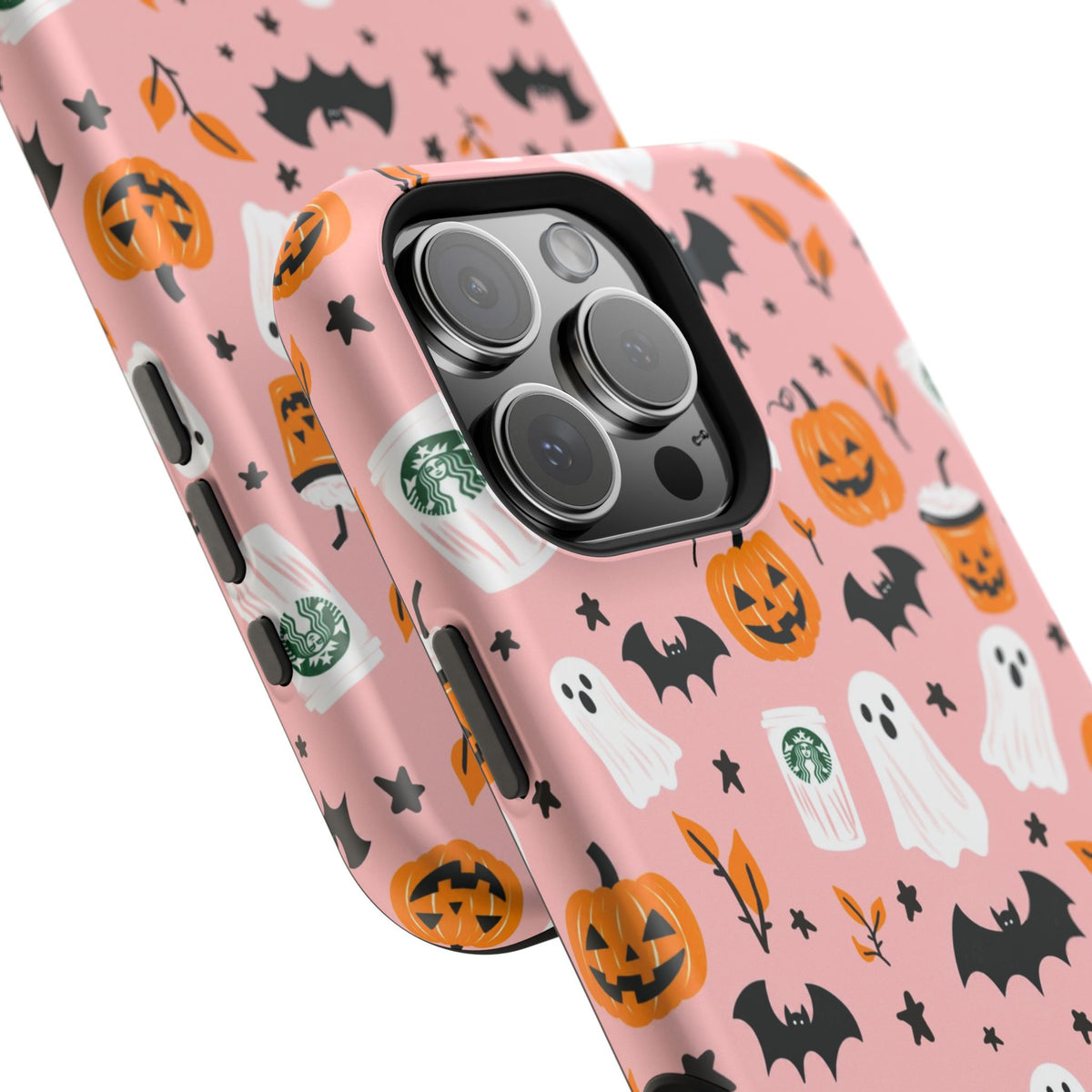 Halloween Cute Pattern Phone Case — Pink Ghosts, Pumpkins & Bats Magnetic Impact-Resistant