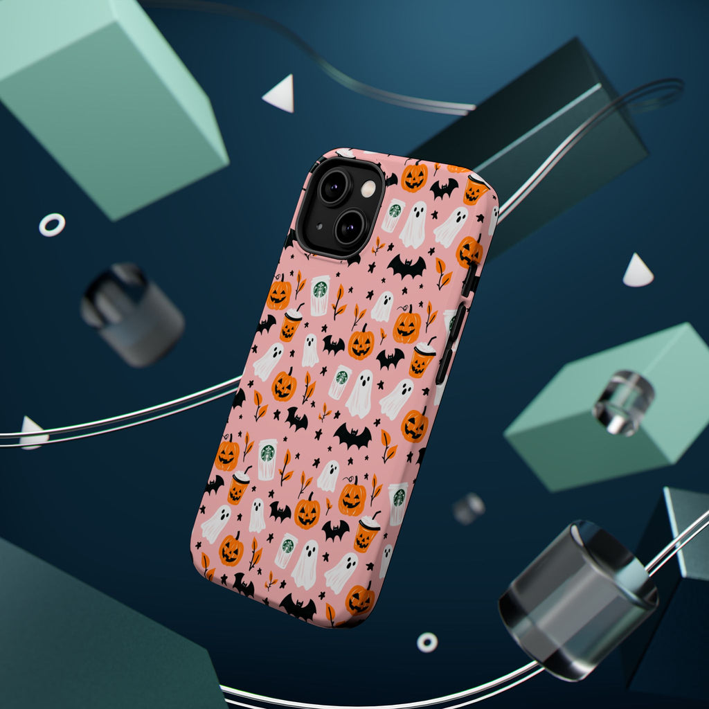 Halloween Ghosts & Pumpkins Magnetic Phone Case — Cute Pink Spooky Pattern