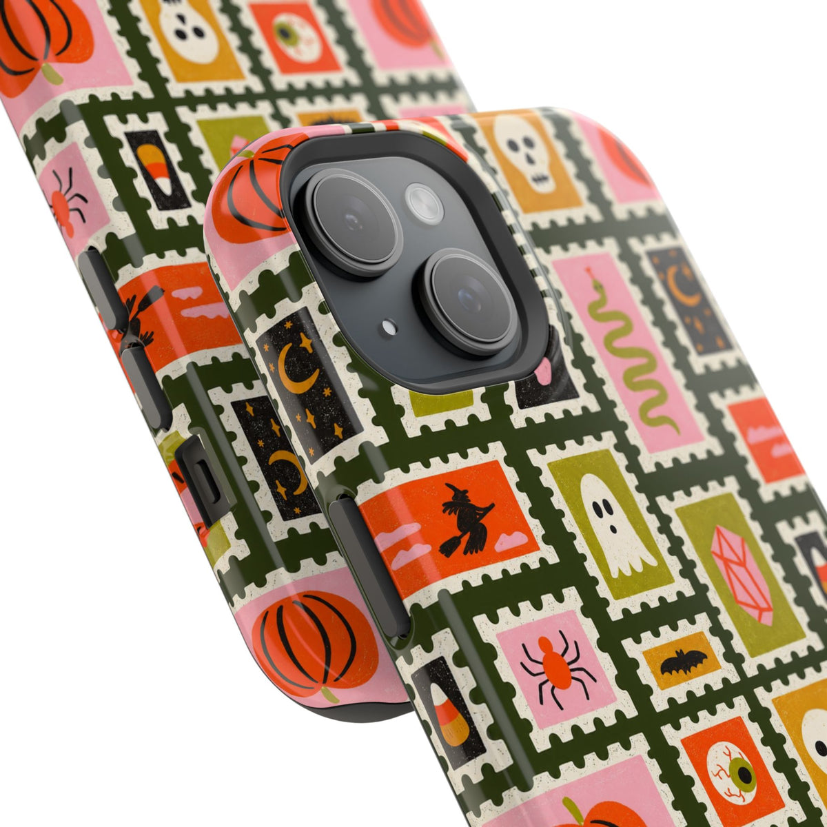 Halloween Stamp Pattern Phone Case — Cute Spooky Icons Magnetic Impact-Resistant Case