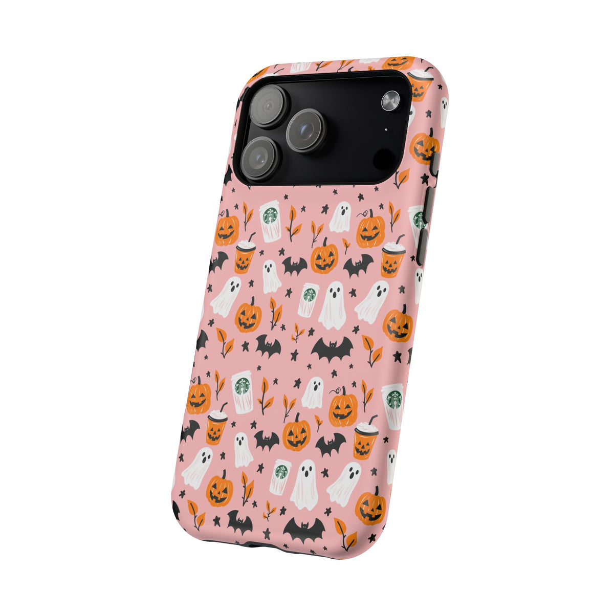 Halloween Ghosts & Pumpkins Magnetic Phone Case — Cute Pink Spooky Pattern