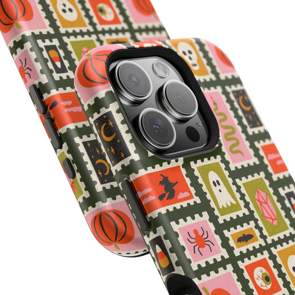 Halloween Stamp Pattern Phone Case — Cute Spooky Icons Magnetic Impact-Resistant Case