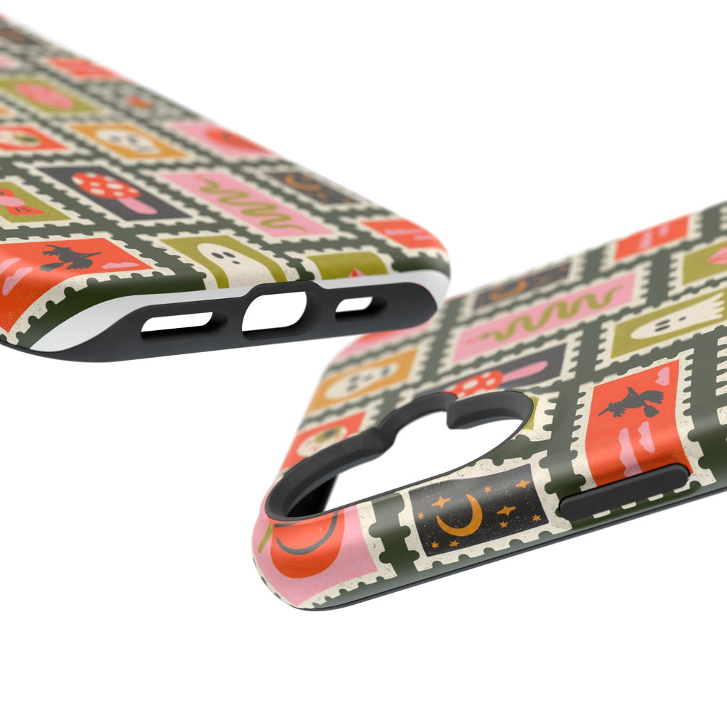 Halloween Stamp Pattern Phone Case — Cute Spooky Icons Magnetic Impact-Resistant Case
