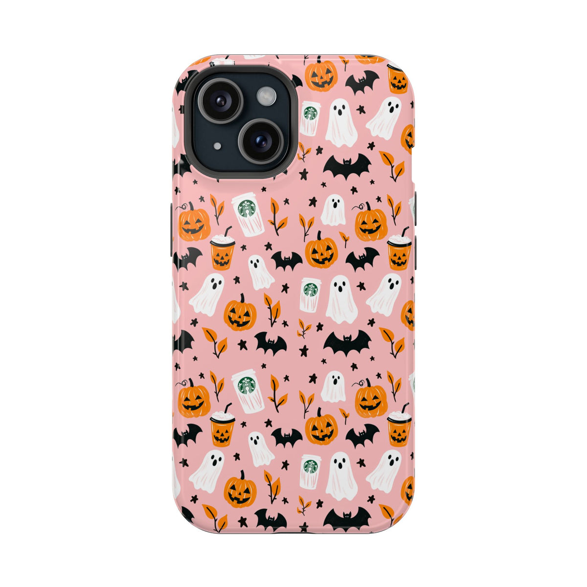 Halloween Ghosts & Pumpkins Magnetic Phone Case — Cute Pink Spooky Pattern