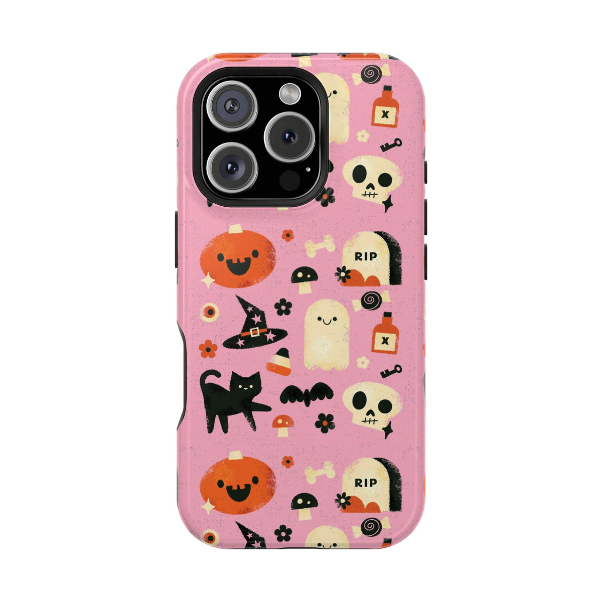 Cute Pink Halloween Magnetic Impact Phone Case — Ghosts, Pumpkins & Skulls