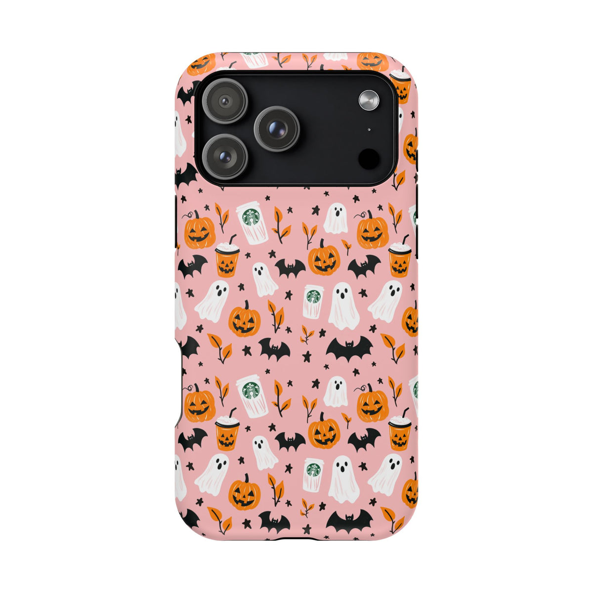 Halloween Ghosts & Pumpkins Magnetic Phone Case — Cute Pink Spooky Pattern