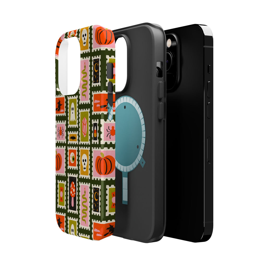 Halloween Stamp Pattern Phone Case — Cute Spooky Icons Magnetic Impact-Resistant Case