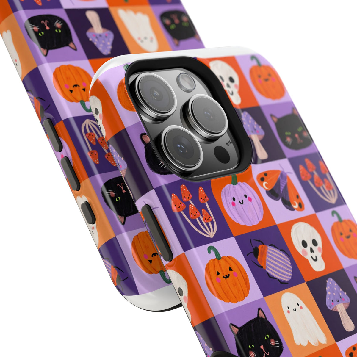 Halloween Pattern Magnetic Impact-Resistant Phone Case — Cute Pumpkins, Cats & Ghosts