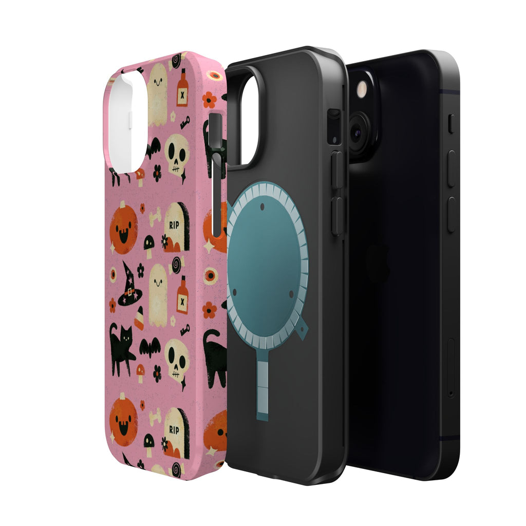 Cute Pink Halloween Magnetic Impact Phone Case — Ghosts, Pumpkins & Skulls