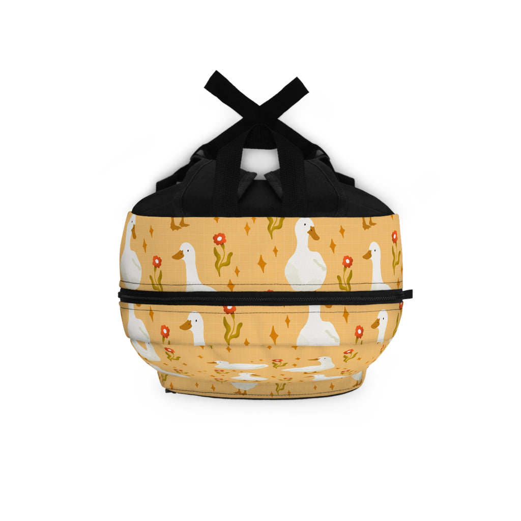Yellow Duck Pattern Backpack — Cute Farmyard Kids School Bag