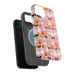 Halloween Ghosts & Pumpkins Magnetic Phone Case — Cute Pink Spooky Pattern
