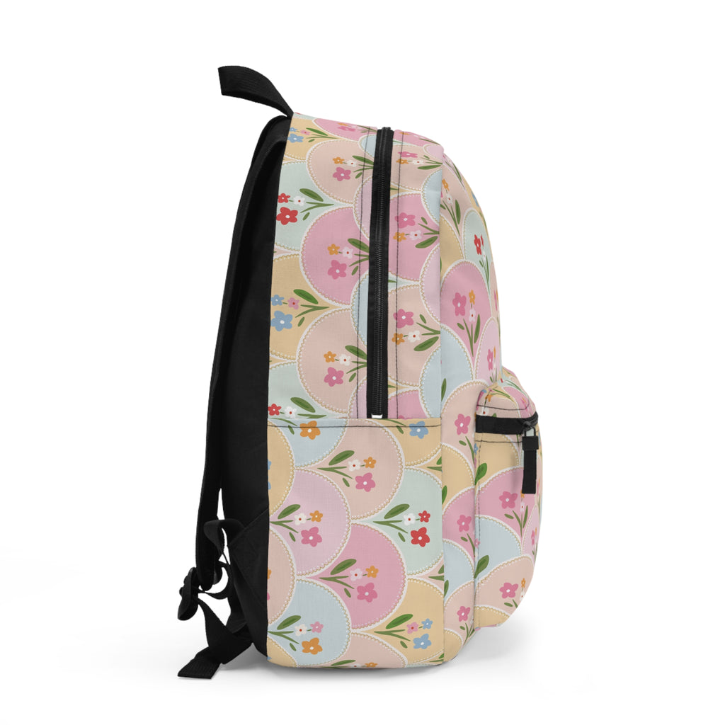 Pastel Floral Pattern Backpack – Cute Spring Flower School Bag