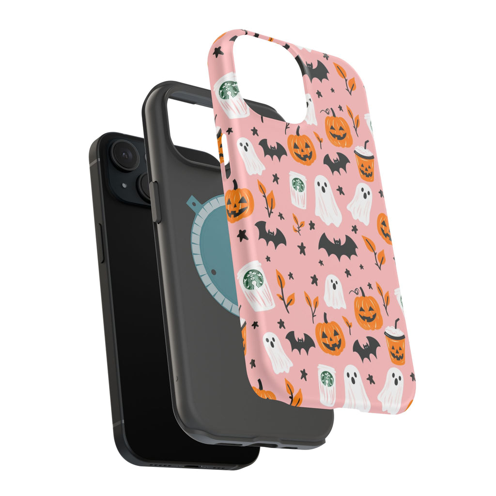 Halloween Cute Pattern Phone Case — Pink Ghosts, Pumpkins & Bats Magnetic Impact-Resistant