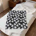 Ghost Pattern Velveteen Plush Blanket — Soft Halloween Throw for Cozy Nights