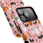 Halloween Cute Pattern Phone Case — Pink Ghosts, Pumpkins & Bats Magnetic Impact-Resistant