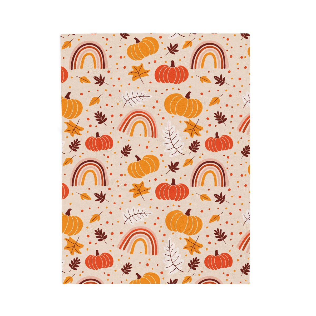 Autumn Pumpkin Rainbow Velveteen Plush Blanket — Cozy Fall Throw