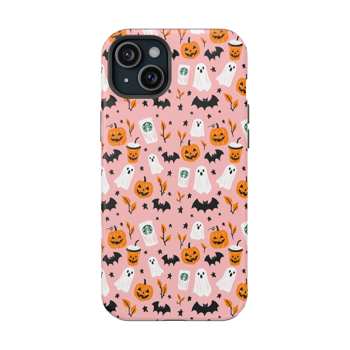 Halloween Ghosts & Pumpkins Magnetic Phone Case — Cute Pink Spooky Pattern
