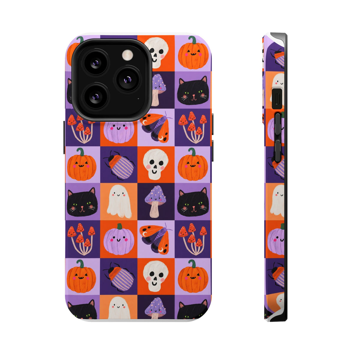 Halloween Pattern Magnetic Impact-Resistant Phone Case — Cute Pumpkins, Cats & Ghosts