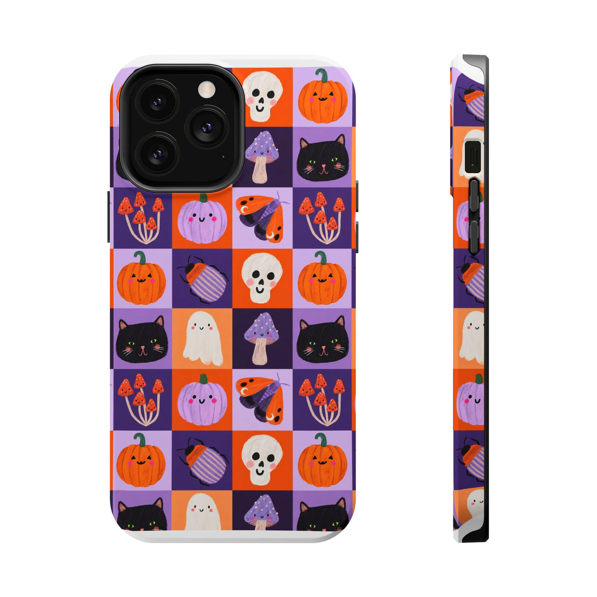 Halloween Pattern Magnetic Impact-Resistant Phone Case — Cute Pumpkins, Cats & Ghosts