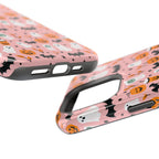 Halloween Ghosts & Pumpkins Magnetic Phone Case — Cute Pink Spooky Pattern