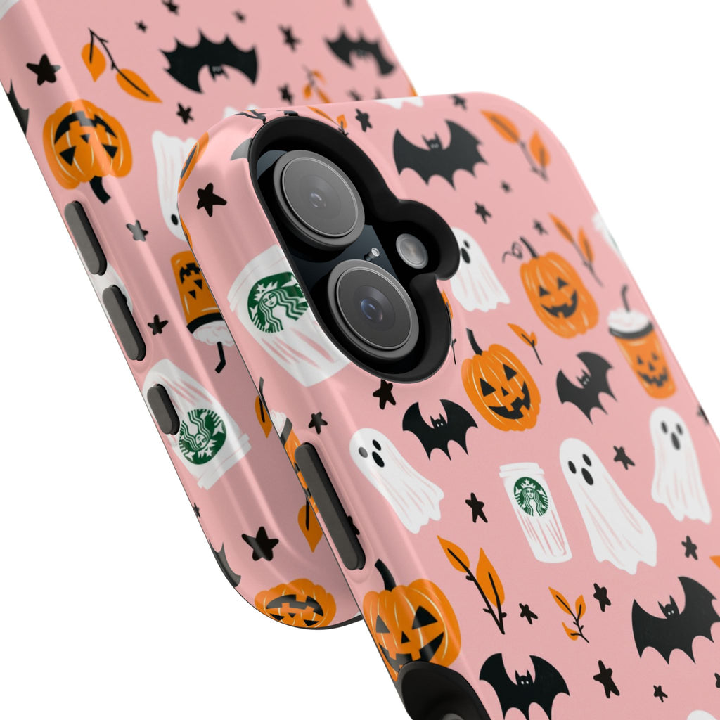 Halloween Cute Pattern Phone Case — Pink Ghosts, Pumpkins & Bats Magnetic Impact-Resistant