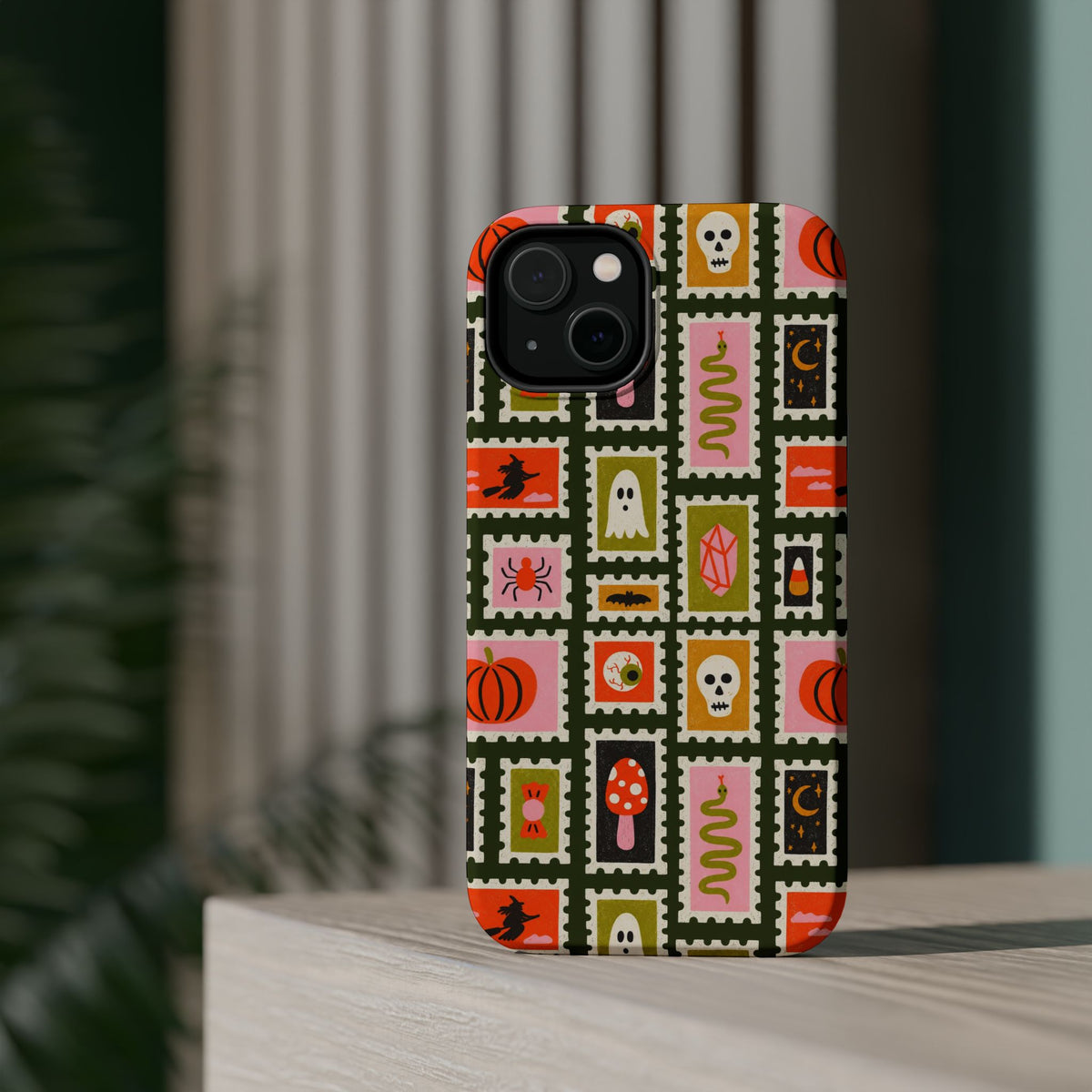 Halloween Stamp Pattern Phone Case — Cute Spooky Icons Magnetic Impact-Resistant Case
