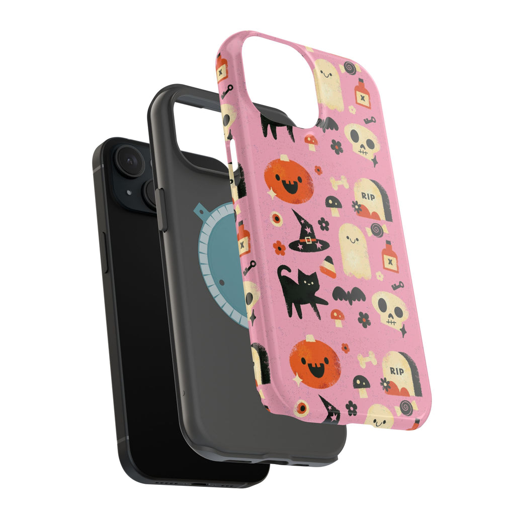 Cute Pink Halloween Magnetic Impact Phone Case — Ghosts, Pumpkins & Skulls