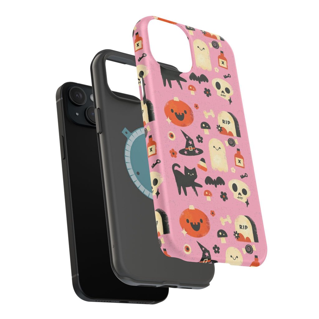 Cute Pink Halloween Magnetic Impact Phone Case — Ghosts, Pumpkins & Skulls
