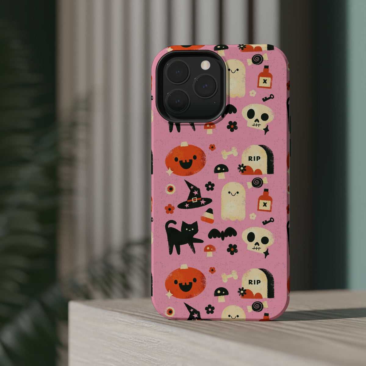 Cute Pink Halloween Magnetic Impact Phone Case — Ghosts, Pumpkins & Skulls